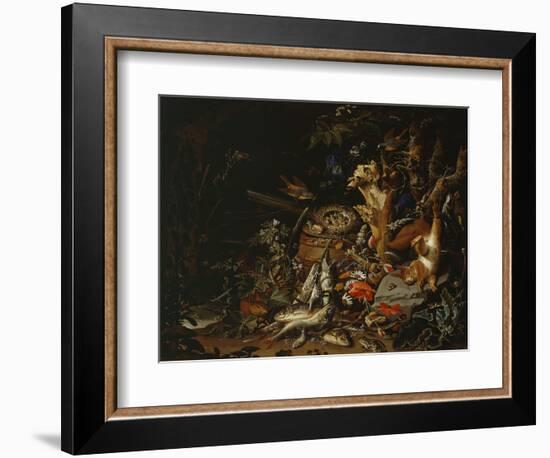 Nest of Redstarts with White Head, Undated-Abraham Mignon-Framed Giclee Print