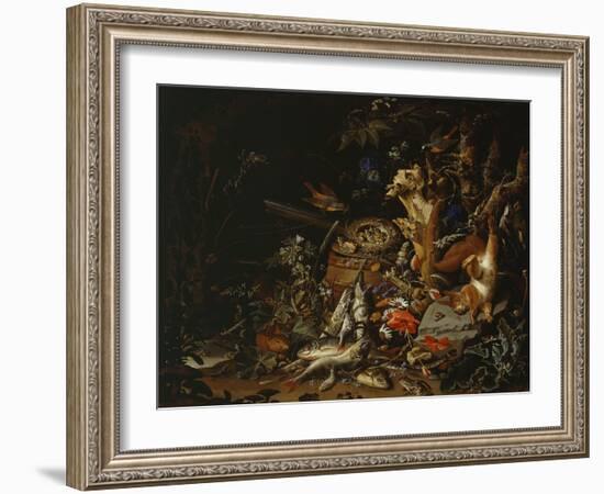 Nest of Redstarts with White Head, Undated-Abraham Mignon-Framed Giclee Print