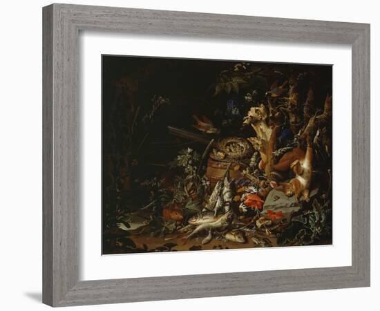 Nest of Redstarts with White Head, Undated-Abraham Mignon-Framed Giclee Print