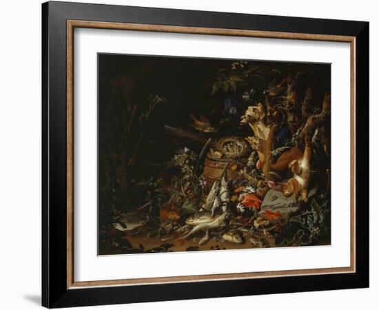 Nest of Redstarts with White Head, Undated-Abraham Mignon-Framed Giclee Print