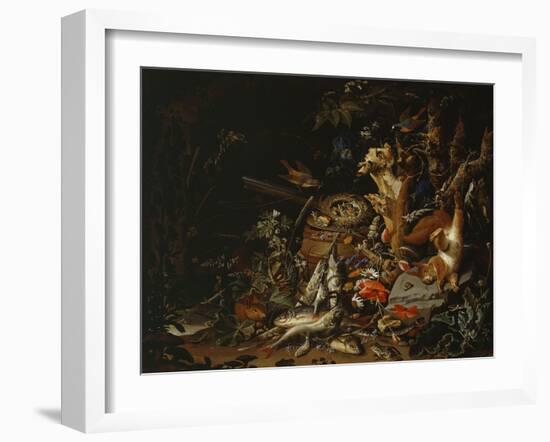 Nest of Redstarts with White Head, Undated-Abraham Mignon-Framed Giclee Print