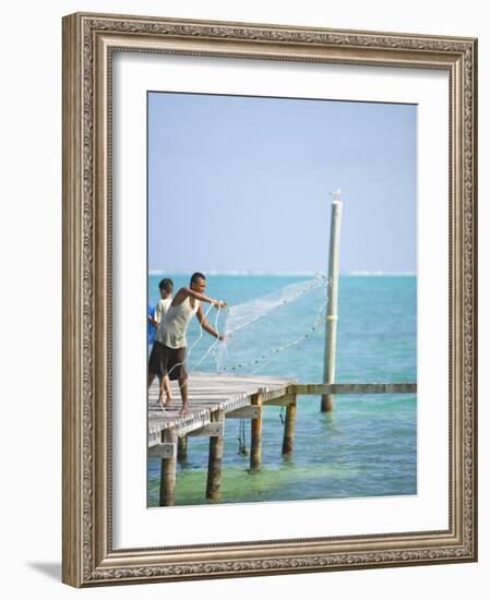 Net Fishing, Caye Caulker, Belize-Russell Young-Framed Photographic Print