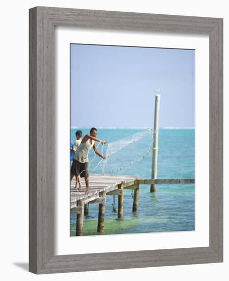 Net Fishing, Caye Caulker, Belize-Russell Young-Framed Photographic Print