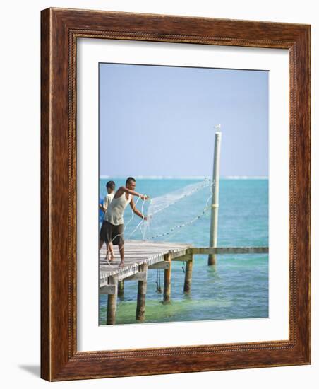 Net Fishing, Caye Caulker, Belize-Russell Young-Framed Photographic Print