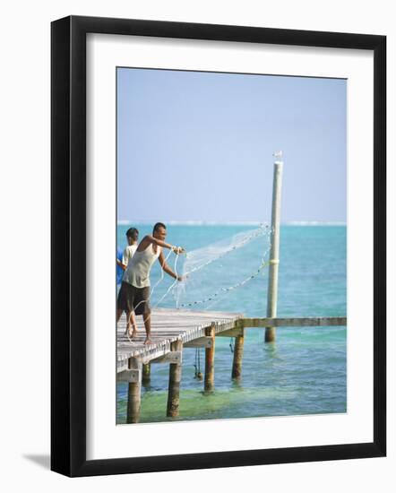 Net Fishing, Caye Caulker, Belize-Russell Young-Framed Photographic Print