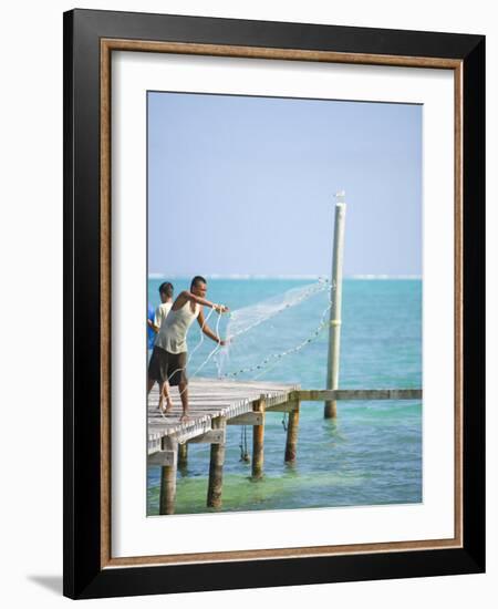 Net Fishing, Caye Caulker, Belize-Russell Young-Framed Photographic Print