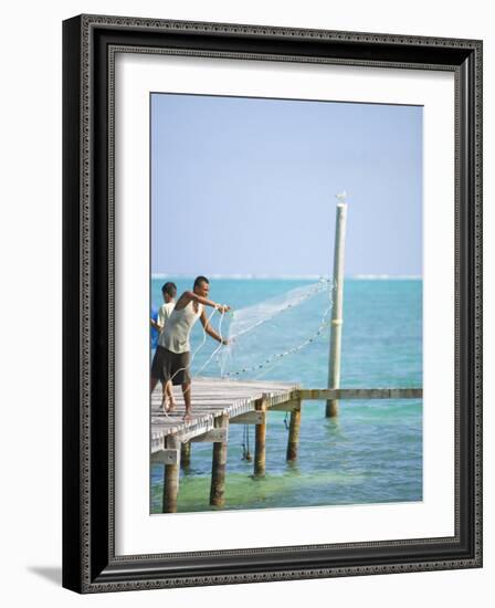 Net Fishing, Caye Caulker, Belize-Russell Young-Framed Photographic Print