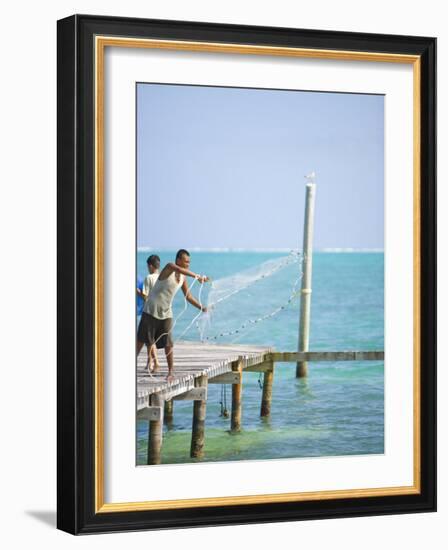 Net Fishing, Caye Caulker, Belize-Russell Young-Framed Photographic Print