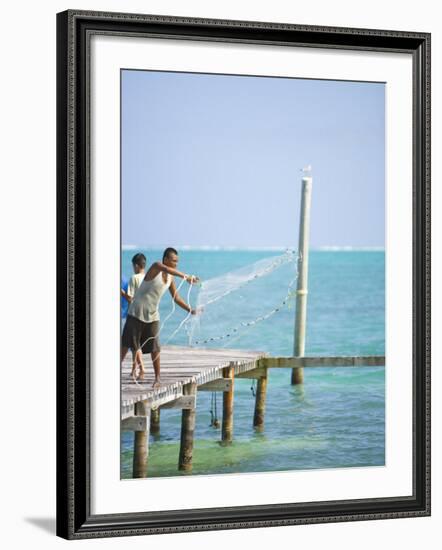 Net Fishing, Caye Caulker, Belize-Russell Young-Framed Photographic Print