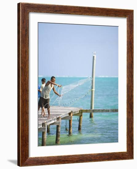 Net Fishing, Caye Caulker, Belize-Russell Young-Framed Photographic Print