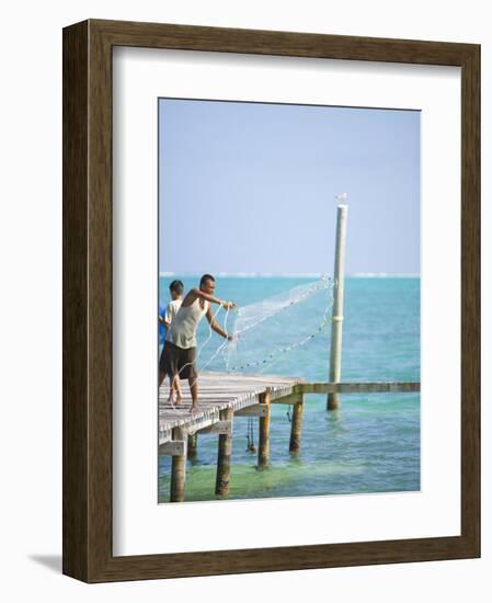 Net Fishing, Caye Caulker, Belize-Russell Young-Framed Photographic Print