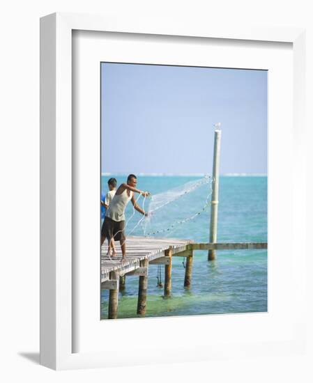 Net Fishing, Caye Caulker, Belize-Russell Young-Framed Photographic Print