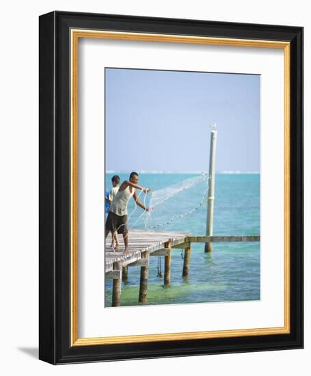 Net Fishing, Caye Caulker, Belize-Russell Young-Framed Photographic Print