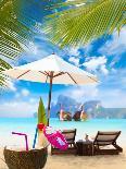 Woman Relaxing on the Beach on a Sunbed in Thailand-Netfalls-Photographic Print