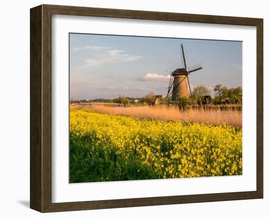 Netherland, Kinderdijk. Windmills along the canal.-Julie Eggers-Framed Photographic Print