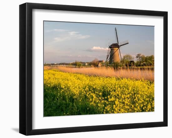 Netherland, Kinderdijk. Windmills along the canal.-Julie Eggers-Framed Photographic Print