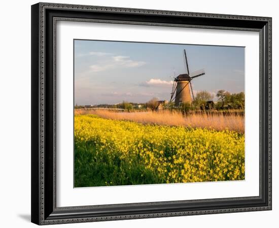 Netherland, Kinderdijk. Windmills along the canal.-Julie Eggers-Framed Photographic Print