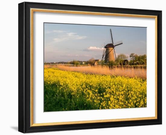 Netherland, Kinderdijk. Windmills along the canal.-Julie Eggers-Framed Photographic Print