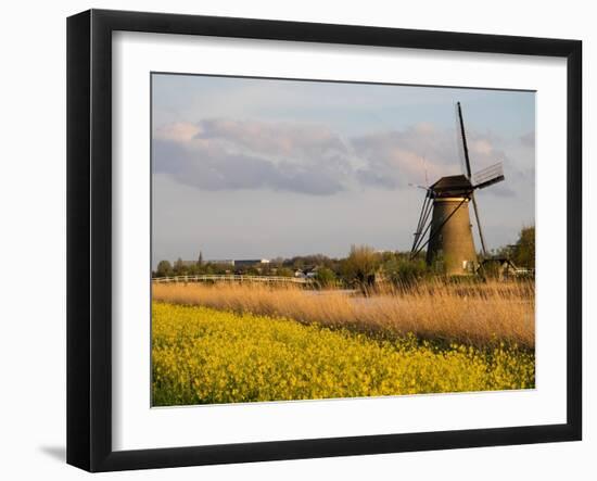 Netherland, Kinderdijk. Windmills along the canal.-Julie Eggers-Framed Photographic Print