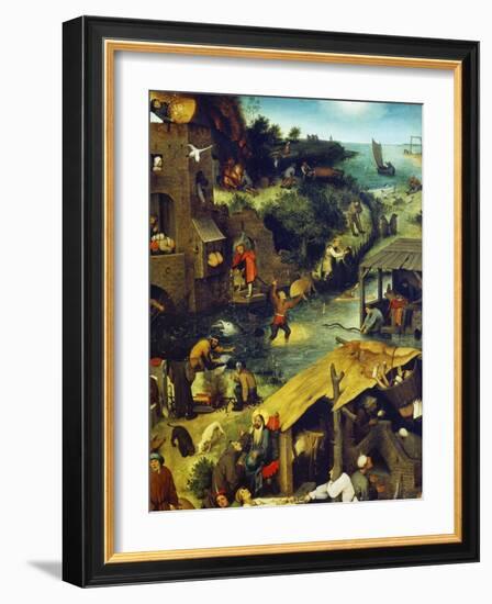 Netherlandish Proverbs (Detail Top Right), 1559-Pieter Bruegel the Elder-Framed Giclee Print