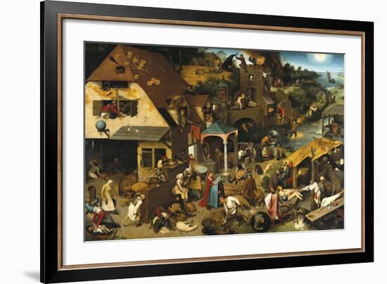 Netherlandish Proverbs-Pieter Bruegel the Elder-Framed Premium Giclee Print