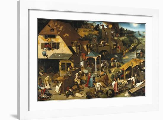 Netherlandish Proverbs-Pieter Bruegel the Elder-Framed Premium Giclee Print