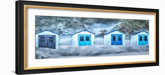 Netherlands, Holland, on the West Frisian Island of Texel, North Holland, Huts on the Beach-Beate Margraf-Framed Photographic Print