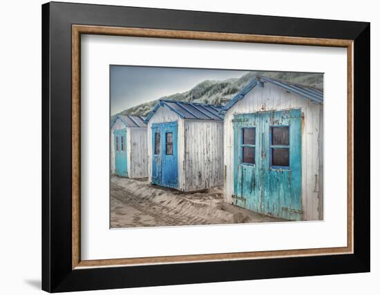 Netherlands, Holland, on the West Frisian Island of Texel, North Holland, Huts on the Beach-Beate Margraf-Framed Photographic Print