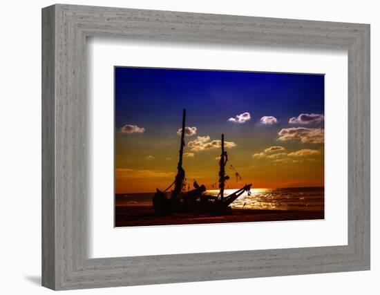 Netherlands, Holland, on the West Frisian Island of Texel, North Holland, Shipwreck on the Beach-Beate Margraf-Framed Photographic Print