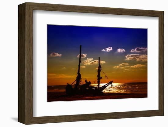 Netherlands, Holland, on the West Frisian Island of Texel, North Holland, Shipwreck on the Beach-Beate Margraf-Framed Photographic Print