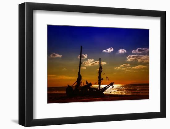 Netherlands, Holland, on the West Frisian Island of Texel, North Holland, Shipwreck on the Beach-Beate Margraf-Framed Photographic Print