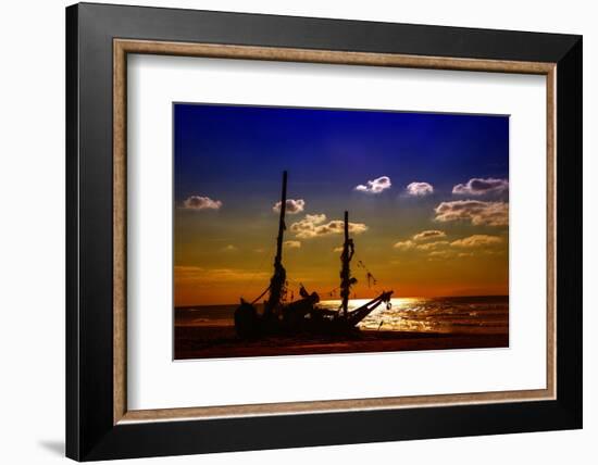 Netherlands, Holland, on the West Frisian Island of Texel, North Holland, Shipwreck on the Beach-Beate Margraf-Framed Photographic Print