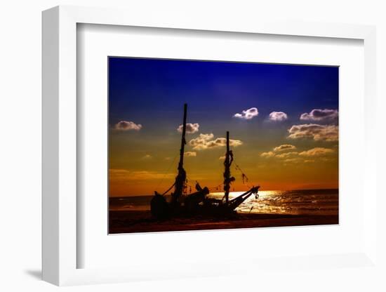 Netherlands, Holland, on the West Frisian Island of Texel, North Holland, Shipwreck on the Beach-Beate Margraf-Framed Photographic Print