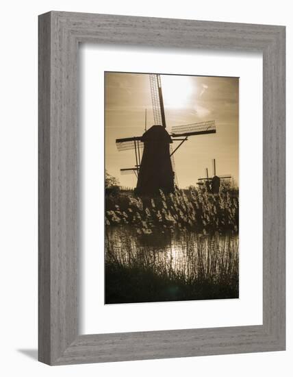 Netherlands, Kinderdijk. Traditional Dutch windmills-Walter Bibikow-Framed Photographic Print