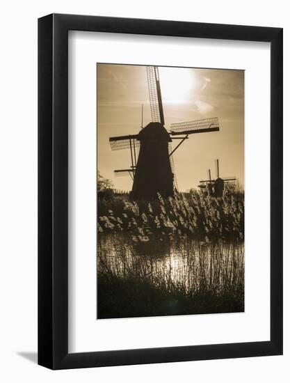 Netherlands, Kinderdijk. Traditional Dutch windmills-Walter Bibikow-Framed Photographic Print