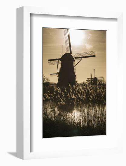 Netherlands, Kinderdijk. Traditional Dutch windmills-Walter Bibikow-Framed Photographic Print