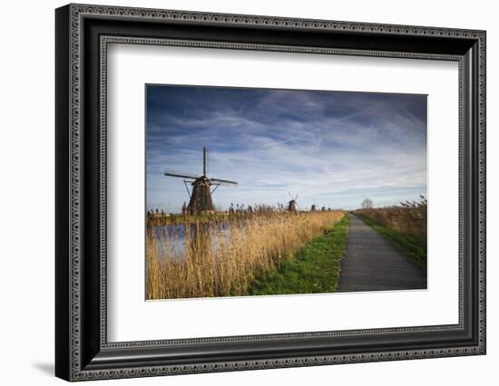 Netherlands, Kinderdijk. Traditional Dutch windmills-Walter Bibikow-Framed Photographic Print