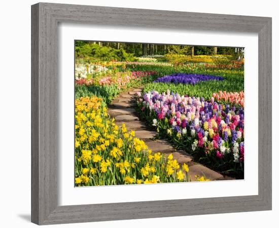 Netherlands, Lisse. Flower displays at Keukenhof Gardens.-Julie Eggers-Framed Photographic Print