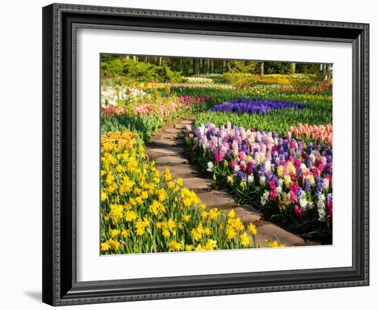 Netherlands, Lisse. Flower displays at Keukenhof Gardens.-Julie Eggers-Framed Photographic Print