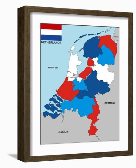 Netherlands Map-tony4urban-Framed Art Print