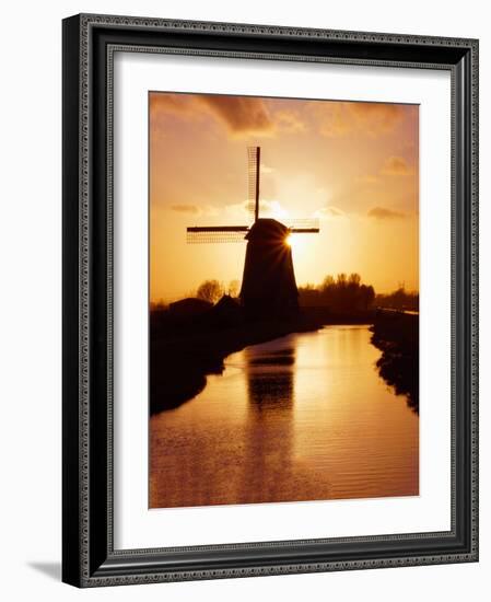 Netherlands, Nord Holland, Windmill along canal-Terry Eggers-Framed Photographic Print