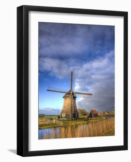 Netherlands, Nord Holland, Windmill along canal-Terry Eggers-Framed Photographic Print