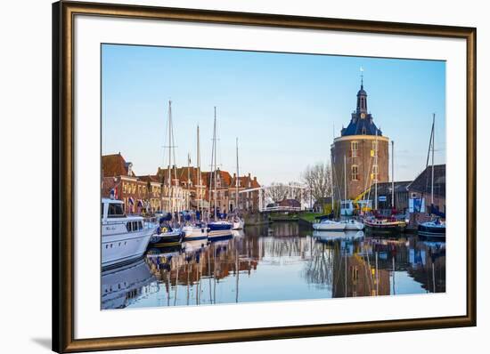 Netherlands, North Holland, Enkhuizen. Drommedaris tower, historic former city gate at the entrance-Jason Langley-Framed Photographic Print