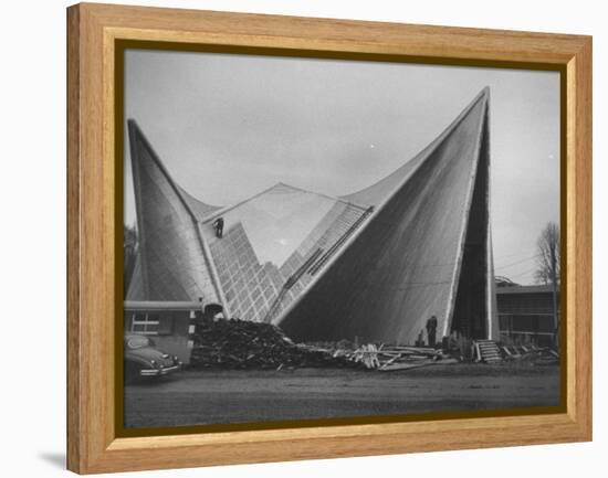 Netherlands Pavilion at Brussels Fair, Designed by Le Corbusier, Shown Being Built-null-Framed Premier Image Canvas