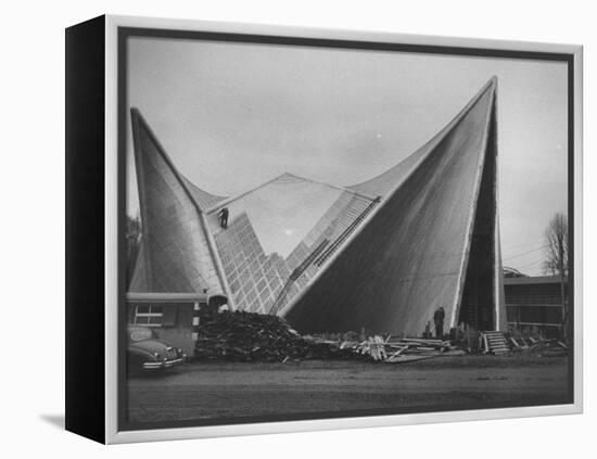 Netherlands Pavilion at Brussels Fair, Designed by Le Corbusier, Shown Being Built-null-Framed Premier Image Canvas