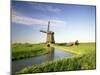 Netherlands, Polder Landscape, Alkmaar, Canal, Windmill-Thonig-Mounted Photographic Print