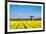 Netherlands, South Holland, Nordwijkerhout. Yellow Dutch tulip filed, tulips in front of a windmill-Jason Langley-Framed Photographic Print