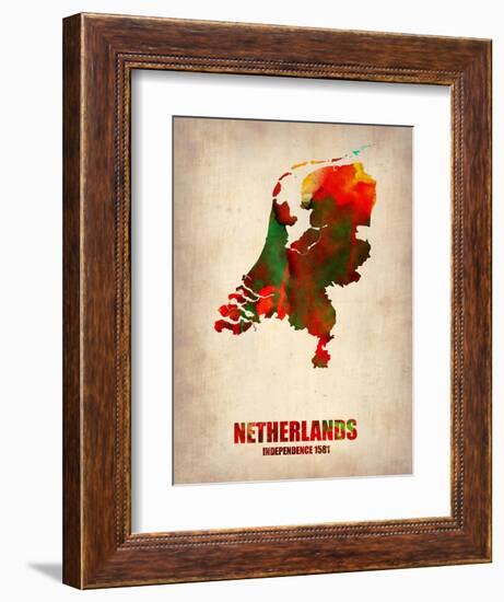 Netherlands Watercolor Map-NaxArt-Framed Art Print