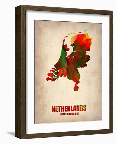 Netherlands Watercolor Map-NaxArt-Framed Art Print