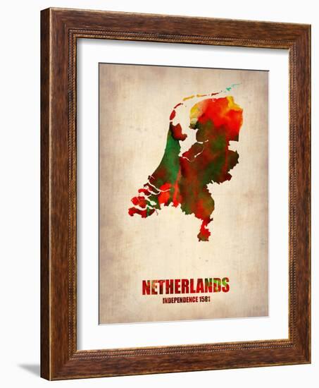 Netherlands Watercolor Map-NaxArt-Framed Art Print